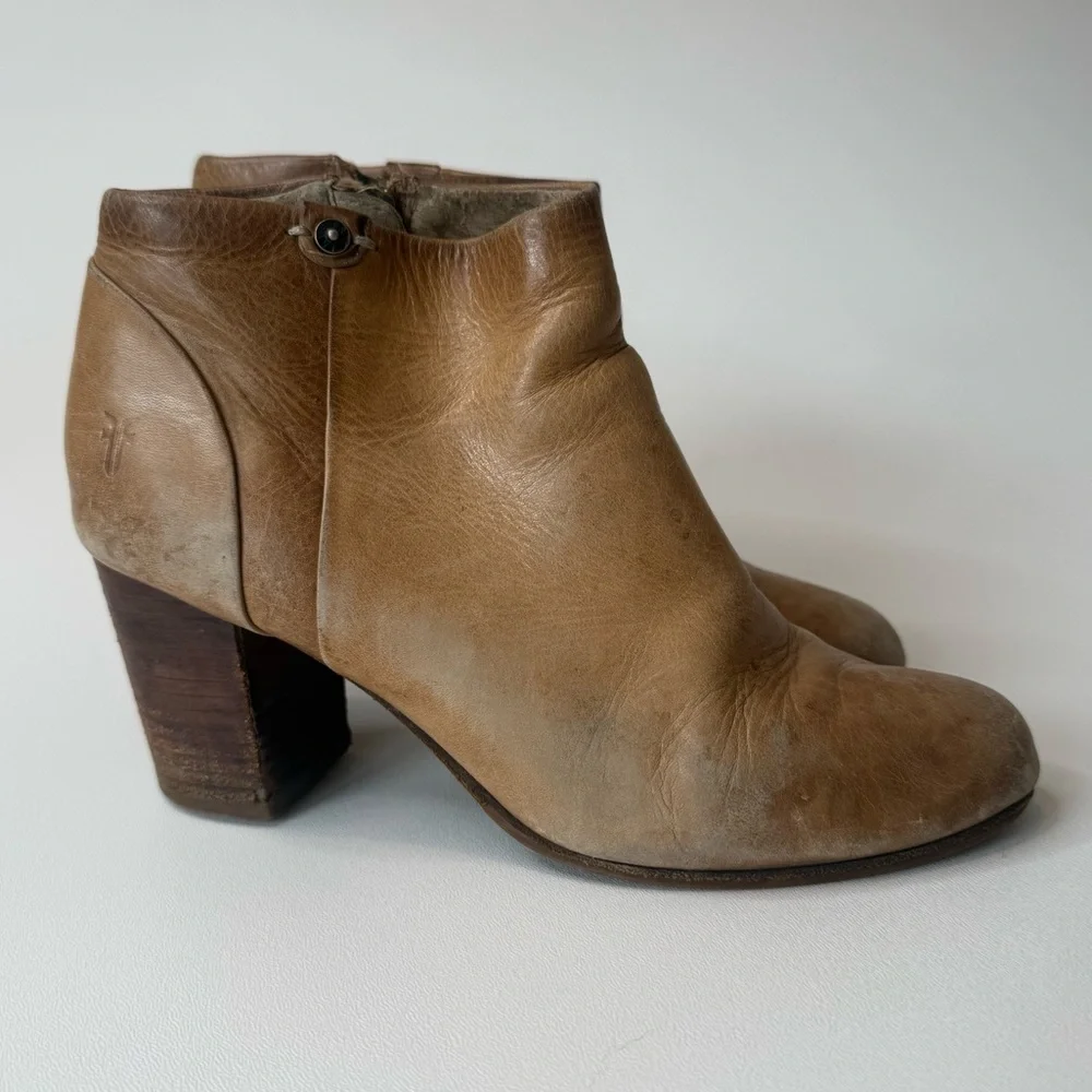 FRYE Ciera Shootie Brown Leather Ankle Booties Size 7